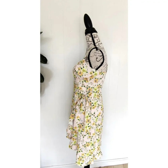 BCBG Generation Floral Ruffle Faux Wrap Sleeveless Dress Sz 2 High-low Pink - Picture 2 of 9